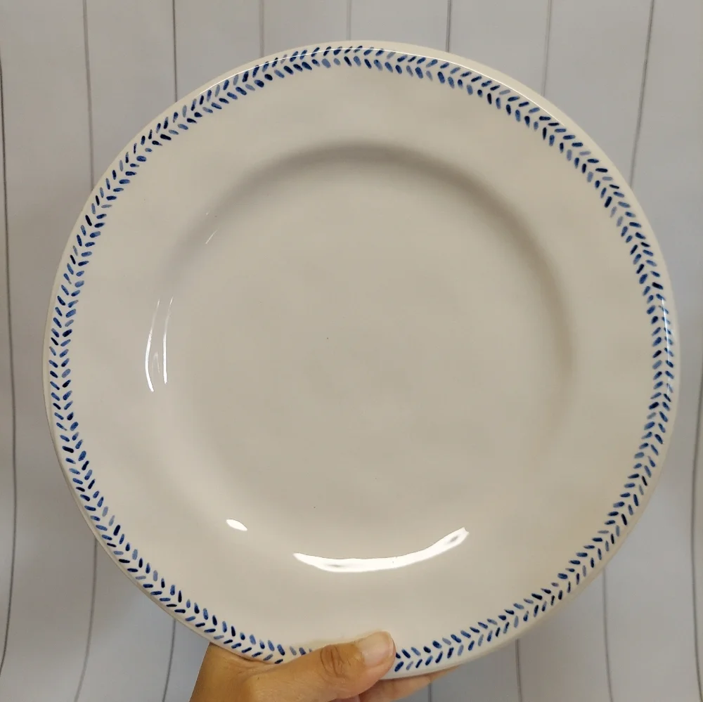 NWOT 2 Pier 1 Blue and White Leaf Trim Plates